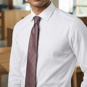 Charles‎ Tyrwhitt Silk Mens Geometric Pattern Necktie Burgundy & Gold